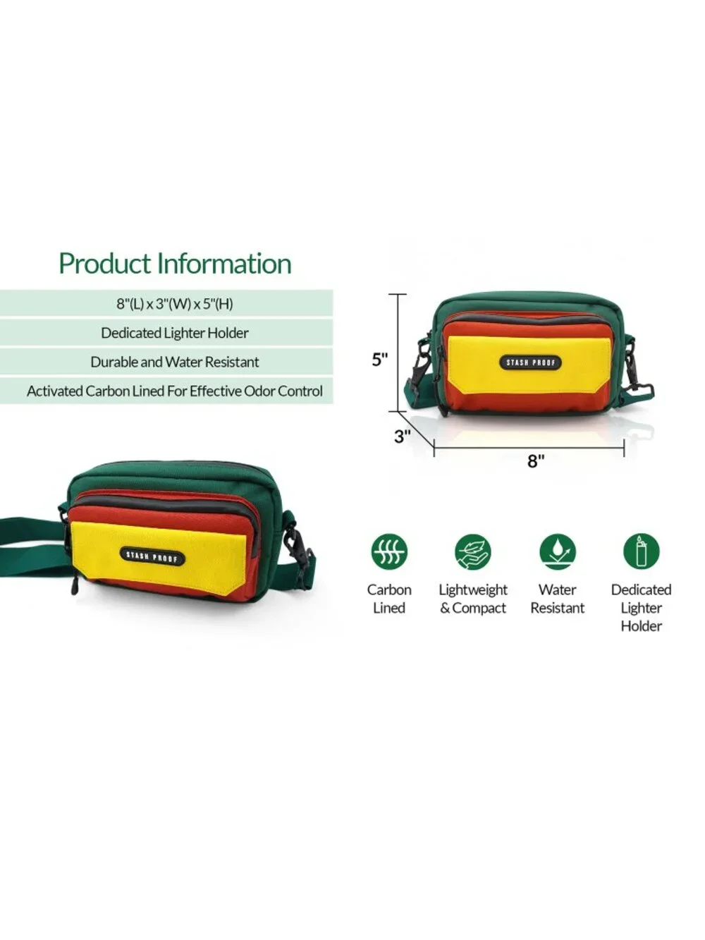 Stash Proof Odor Resistant Flip Crossbody Bag (Multicolor) Sling Bag, Day Pack
